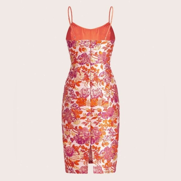 Floral Jacquard Cami Dress SZ M Elegant Cocktail Wedding Guest New✨Highly ✨✨ - Picture 6 of 8